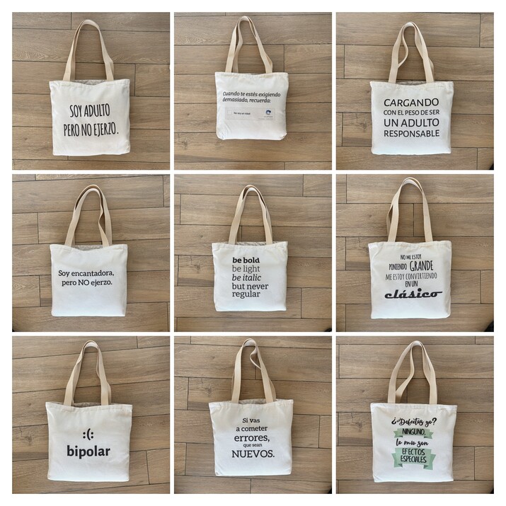 5% OFF - BOLSA TOTE - X 6 SURTIDAS